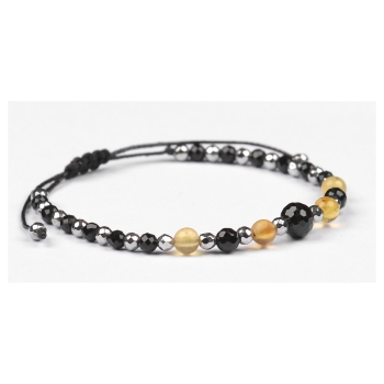 Bransoletka celebrytka czarny TURMALIN BURSZTYN HEMATYT ochrona i szczęście